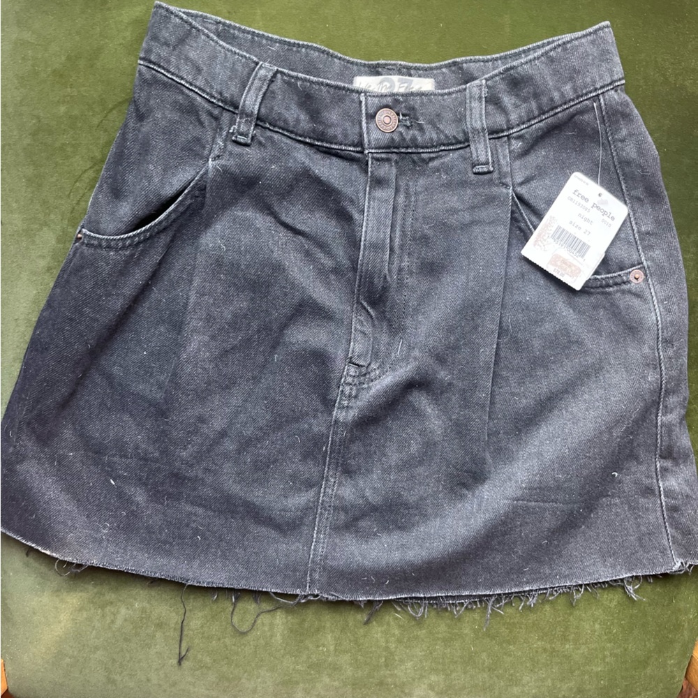 Free People Black Denim Mini Skirt, Size 27, NWT